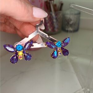 Feed Me Gems/Hair Candy By Han Purple and Blue Butterfly Earrings